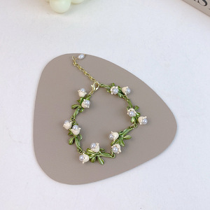 Conjunto de Joyería de Perlas de Agua Dulce con Diseño de Orquídea Blanca y Hoja de Lirio, Collar, Pulsera y Aretes, Gran Venta 2026 - Product Image 6