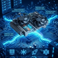 Refroidisseur de processeur et de carte graphique intégré à double ventilateur et caloduc, haute efficacité, faible bruit, pour PC de jeu et équipement industriel
