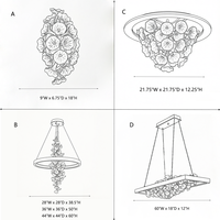 Applique murale en verre de luxe avec accents en cristal, design floral élégant pour la décoration de la chambre, du couloir et du salon