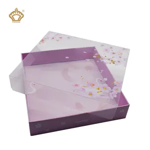 Custom Logo Pink Dreamlike Wedding Favour Invitations Gift Boxes With Lid Transparent Window