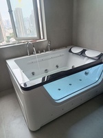 Moderna Bañera de Hidromasaje Acrílica de 2 Plazas con Doble Almohada y Chorros de Agua