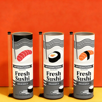 Tube en papier alimentaire personnalisé pour sushi, avec fond anti-fuite, emballage cylindrique avec bouteille à sauce, écologique