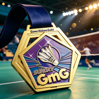 Medalla de Bádminton con Logotipo Esmaltado a Precio de Fábrica, Medalla de Tenis de Mesa 3D Personalizada, Medalla de Bádminton Giratoria de Aleación de Zinc