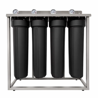 Sistem Filter Air Seluruh Rumah 4 Tahap Big Blue 20 Inch Sediment GAC CTO  Blok Kartrid Filtrasi Rumah Rangka Baja Tahan Karat