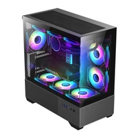 Boîtier PC JNP-C300 en verre trempé pour gamer, tour moyenne et boîtier M-ATX, châssis CPU gaming en acier, logo personnalisé