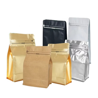 Pochette à café personnalisée mate, respectueuse de l'environnement, en aluminium, avec fermeture éclair, scellée sur huit côtés, avec impression personnalisée