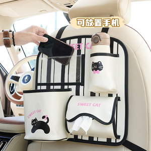 Bolsa de almacenamiento para el respaldo del asiento del coche Sweet Cat, con bolsillo para pañuelos y portavasos, para la organización del interior del vehículo - Product Image 2