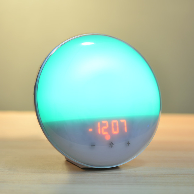 Speaker Smart Wake up Light Sunrise Alarm Clock  USB Decor Light Sunrise Simulation 7 Nature Sound Table Digital Clock