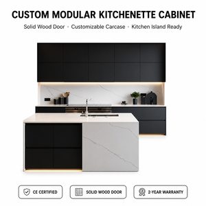 Wholesale <strong>Wall</strong> Mounted Modular Kitchen Cabinet Space Saving with Solid Wood Door Drawer Basket for <strong>Kitchenette</strong> - Product Image 1