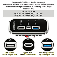 Chargeur USB pour voiture, 3 ports USB encastrables, 2.4A, 2 ports USB-A et PD3.0 Type-C, charge rapide pour voiture et camion