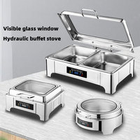 Présentoir de plats de service pour buffet en acier inoxydable Chauffe-plats pour équipement hôtelier Ensemble de plats pour buffet