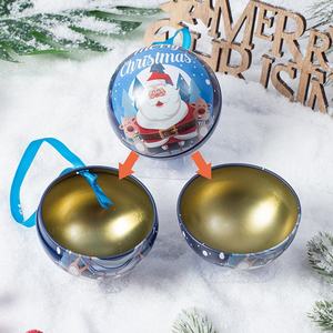 Boîte en étain en forme de boule de Noël de vente chaude avec des boîtes à cils de ruban boîte à bonbons en fer blanc - Product Image 3