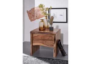 Mueble de Dormitorio Moderno y Elegante Hecho a Mano, Mesita de Noche Cuadrada de Madera con 2 Cajones - Product Image 6