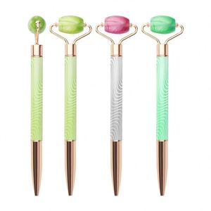 Stylos à bille personnalisés en gros avec logo imprimé, stylo de massage facial de luxe en jade, stylos mignons et amusants à faire soi-même - Product Image 1
