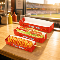 Barquette à hot-dogs biodégradable et écologique, de qualité alimentaire, résistante, rectangulaire, en papier kraft, pour emporter, personnalisable, pour en-cas