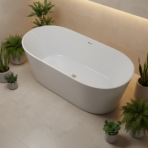 OFFERTA SPECIALE Vasca da Bagno Freestanding Ovale ad Arco in Acrilico di Alta Qualità per Appartamenti Moderni - Product Image 5
