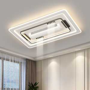 Không Khí Mới Dẫn Người Hâm Mộ Trần Phòng Khách Quang Phổ Đầy Đủ Đu Không Cánh Quạt Trần Sắt Acrylic Quạt Trần Với Ánh Sáng - Product Image 1