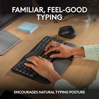 Teclado Inalámbrico Ergonómico Logitech Wave Keys con hasta 3 Años de Duración de Batería, Luz Indicadora de Bajo Mantenimiento para Flotas de TI
