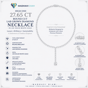 Collier haut de gamme en or blanc massif 14 carats avec diamant de laboratoire rond de 27,65 carats - Product Image 6