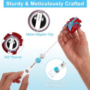 Tim Huy Hiệu Reel Tim Có Thể Thu Vào Id Chủ Thẻ Vui Giải Phẫu Y Tá Tên Tag Alligator <span class=keywords><strong>Clip</strong></span> Cho Bác Sĩ Y Khoa Sinh Viên - Product Image 3