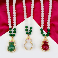 Collier ethnique unisexe PFT en jade blanc, perles Han de 8 mm, collier pour mère, pendentif gourde avec boucle de sécurité, nouveauté transfrontalière pour diffusion en direct