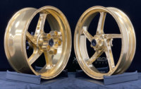 Nouvelles roues de moto en alliage d'aluminium forgé à 5 branches, anodisées or, personnalisées XINLAI pour Aprilia RSV4 Sportbikes
