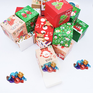 Caja de Regalo Personalizada Ecológica para Calendario de Adviento Navideño, Caja de Regalo Cuadrada de Cartón con Impresión Personalizada y Adorno de Santa Claus - Product Image 2