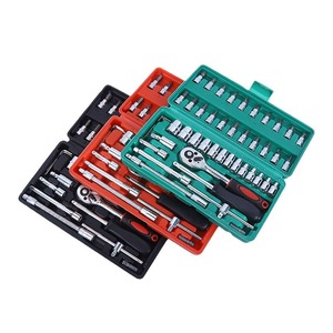 <b>Ratchet</b> Handle 1/4 In Crv Metal <b>Socket</b> Wrench Set For Auto Home Repair 46 Piece Tool Kit With Hard Case - Product Image 4