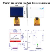 Module d'affichage LCD à cristaux liquides (LCD) à matrice de points 128x64 1.7 pouces, mode bleu négatif, avec circuit intégré de commande ST7567A et montage COG