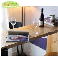 Table de bar en bois massif au design moderne, table basse en bois massif à bord vif, table basse pour la maison et les restaurants