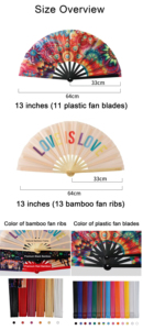 Abanico Plegable Grande con Estampado Colorido Psicodélico, Varillas de Bambú, Brillo UV, Abanico Clack para Festivales Rave - Product Image 4