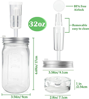 Kit complet de fermentation en verre écologique 32 oz, 2 pots à airlock industriels, poids en acier inoxydable pour choucroute, kimchi, cornichons