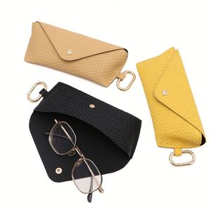 Portable PU Leather Eyeglass Case with Carabiner Eyewear Holder Sunglasses Pouch Jewelry <b>Storage</b> <b>Box</b> for Travel - Product Image 1