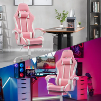 Best-seller Chaise de jeu moins chère Chaise de jeu en cuir PU ergonomie pour PC style course lombaire Chaise de travail pivotante réglable à dossier haut