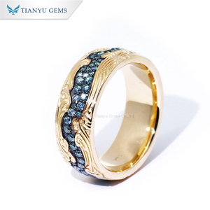 Tianyu Đá Quý Phổ Biến Thiết Kế Tinh Khiết Vàng Vàng Màu Moissanite Kim Cương Quyến Rũ Nhẫn Cho Nam Giới - Product Image 3