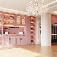 WICCAMEN Armoires de cuisine écologiques personnalisées, buffet intégré, mur en bois massif de chêne laqué, finition villa, maison entière