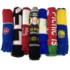 Оптовая продажа, Фабричный вязаный жаккардовый шарф с тигровым принтом, вязаный футбольный шарф