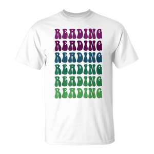 T-SHIRT RETRO READING TEACHER LIBRARIES VIBES READING TEACH - Product Image 1