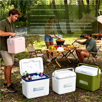 Mini-réfrigérateur portable isotherme 10L pour voiture, glacière robuste en PU pour camping extérieur, canettes, aliments et boissons
