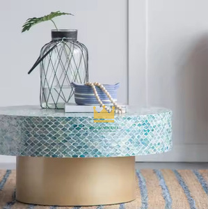 Mesa de Centro de Lujo Moderna Decorativa de Vietnam con Incrustaciones de Madreperla y Concha de Capiz, Diseño Redondo para Sala de Estar, Muebles para el Hogar - Product Image 2