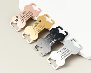 Personalized Quick Release Cartoon Print Slide on Collar with Custom Engraved <b>Gold</b> Tag for Dogs & Cats - Product Image 3