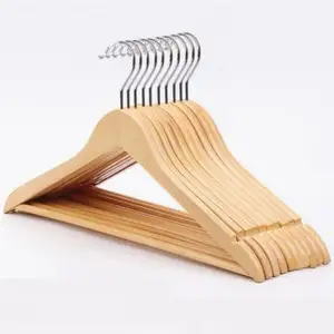 Lindon Wooden Hangers In Natural,White,Black,Cherry,Antique Color,Suit Clothes Hanger With Non Slip Pants