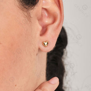 Gemnel Gold Puffy Heart <b>Stud</b> Earrings 3D Heart Design Stackable <b>Studs</b> for Ear Parties Earrings - Product Image 2