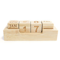 Calendrier de bureau perpétuel en bloc de bambou écologique, calendrier en bois avec mois, date, semaine, cube, décoration de table de bureau