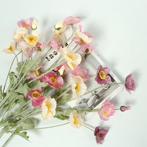 Fleur de pavot artificielle en soie floquée, grande taille, réaliste, de haute qualité, pour la décoration de table et de la maison, idéale pour Noël, les mariages et les célébrations festives - Product Image 3