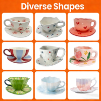 Nouveaux Styles d'Usine Tasses à Thé en Céramique Faites à la Main avec Motif Nuage Blanc Tasses à Café en Céramique Ensemble de Tasses à Thé Irrégulières de Luxe
