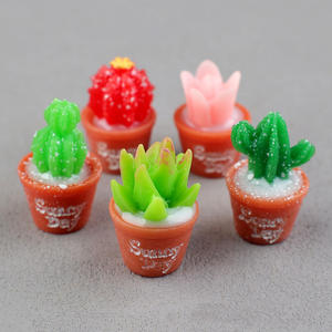 Encantadoras figuritas de Cactus de plantas suculentas artificiales 3D cabujones de resina para decoración del hogar del jardín - Product Image 4
