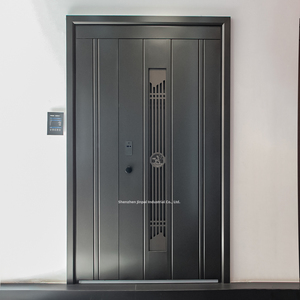 <span class=keywords><strong>ประตู</strong></span>ทางเข้าภายนอกเดี่ยวแบบโมเดิร์นสั่งทำพิเศษ ทำจากอลูมิเนียมอัลลอยด์และเหล็กดัด พร้อมหน้าต่างด้านข้างสอง<span class=keywords><strong>บาน</strong></span> สำหรับทางเข้าด้านหน้าภายในบ้านพักตากอากาศ - Product Image 2