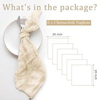 Serviettes en gaze de 20x20 pouces, boho moderne, décor de table froissé, serviettes solides, maison, mariages, fêtes, avions
