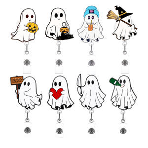 C & J YANYE Halloween fantasma insignia retráctil soporte de desplazamiento <span class=keywords><strong>Doctor</strong></span> Id insignia Clip fácil tirar hebilla alfileres broche - Product Image 1